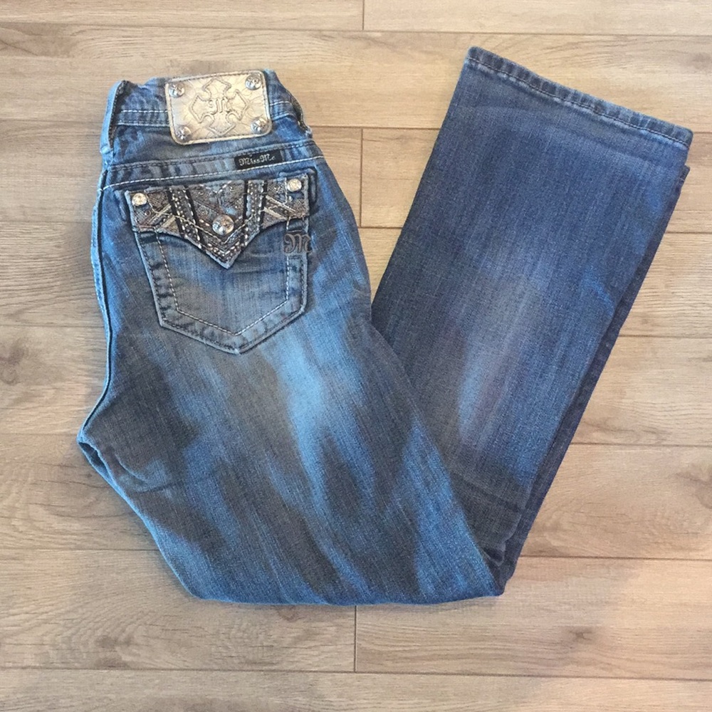 Miss Me Mid-Rise Relax Fit Bling Bootcut Jeans
